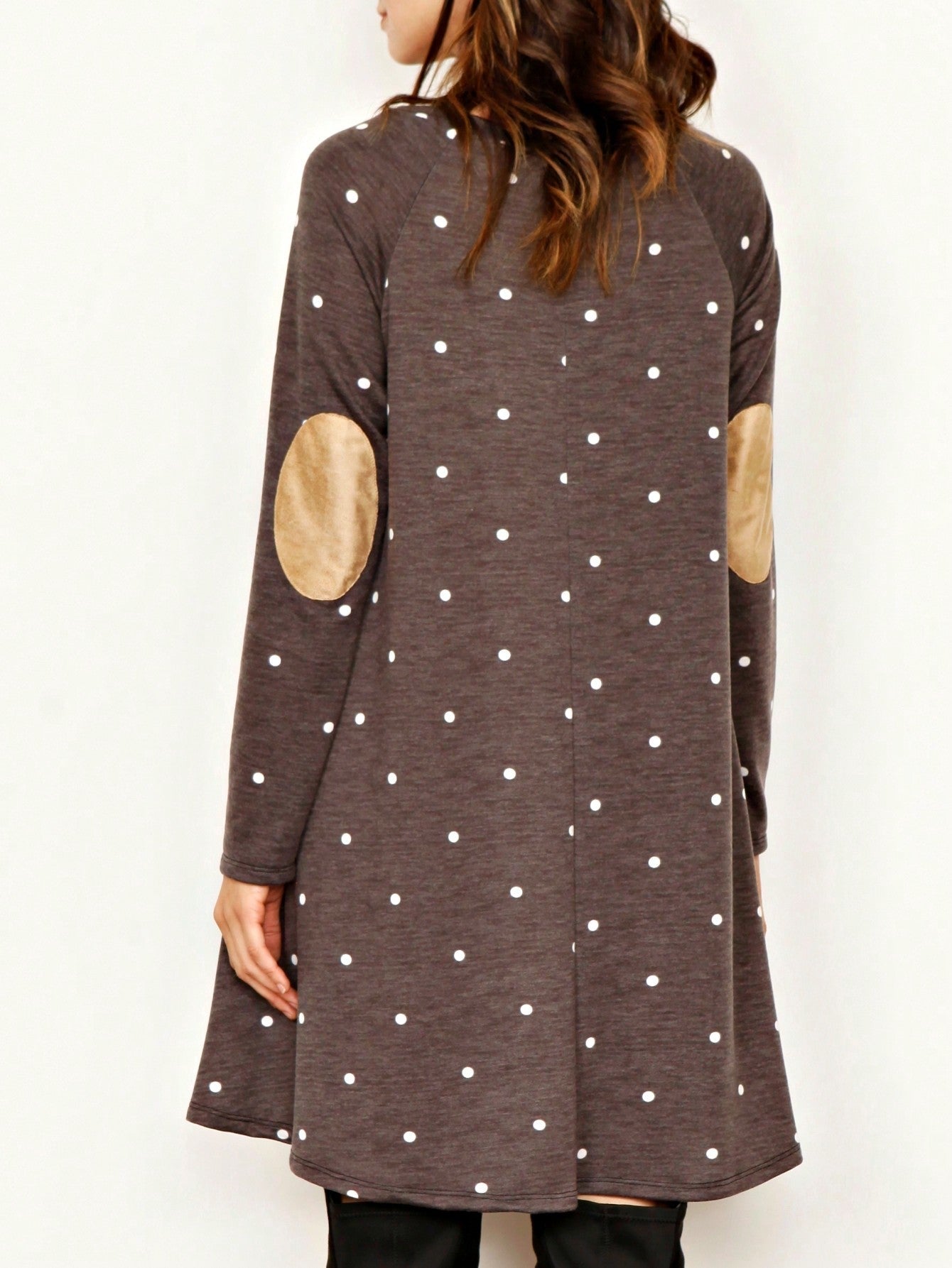 Boho Retro 90's Vintage Leopard Black Brown V Neck Empire Waist  Bubble Puff Long Sleeve Tunic Top