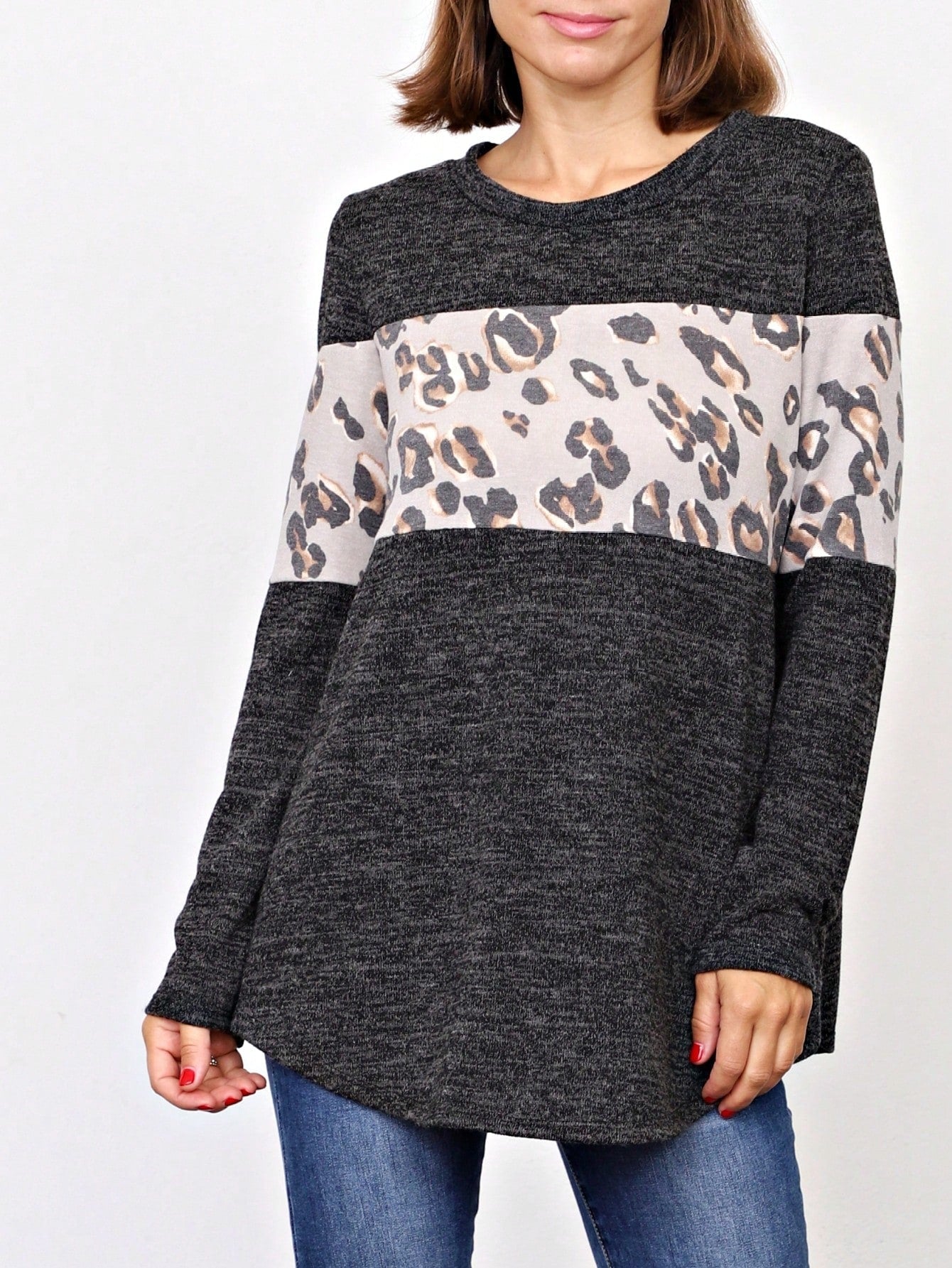 Boho Retro 90's Vintage  Preppy V Stitch  Stripe Knit Contrast Binding Brushed Soft Floral Raglan Sleeve Tunic Top Pullover Only