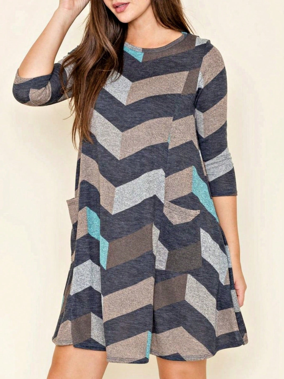 Boho Retro Half Balloon Puff Sleeve   Tunic Dress