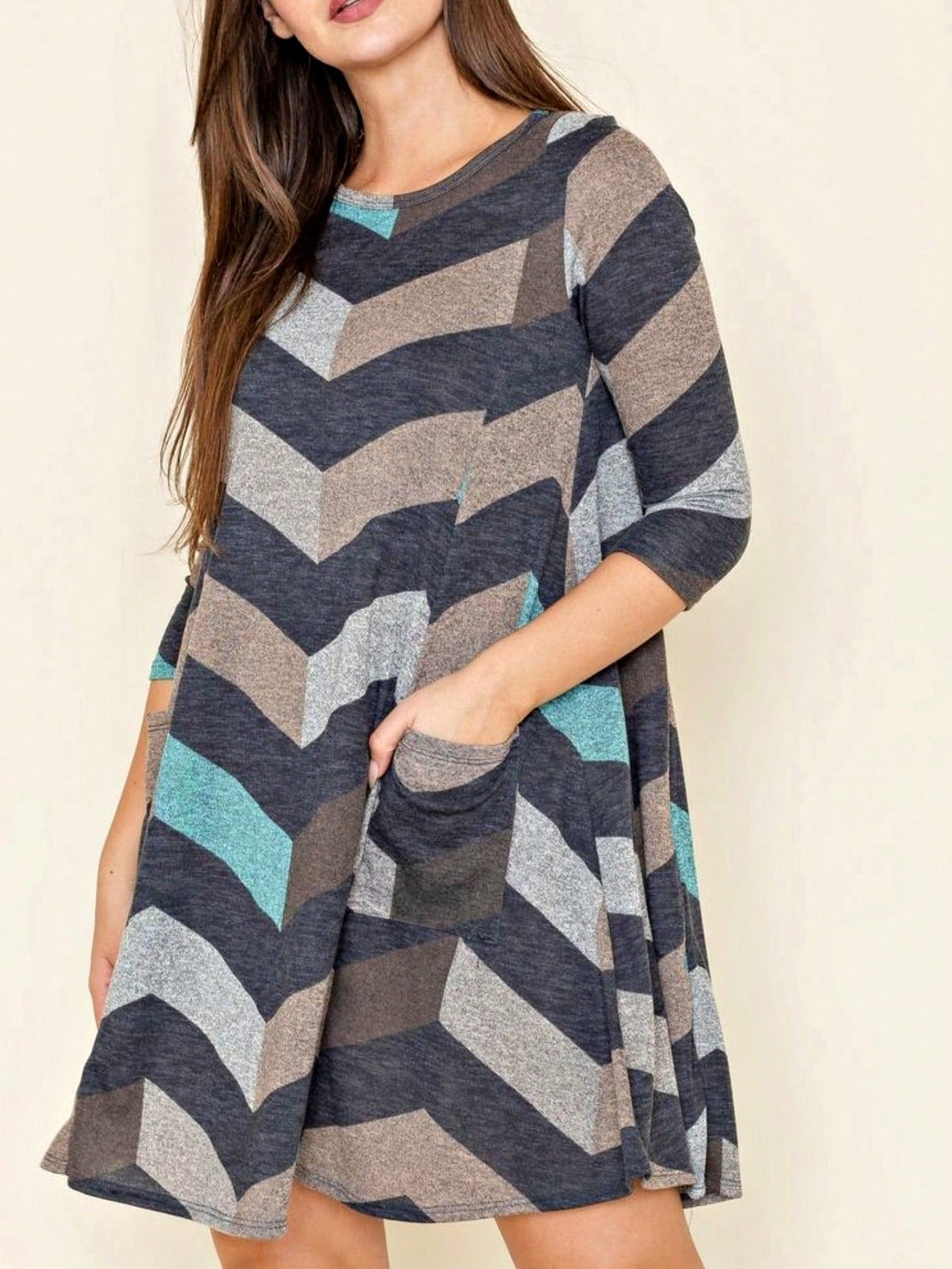 Boho Retro Half Balloon Puff Sleeve   Tunic Dress