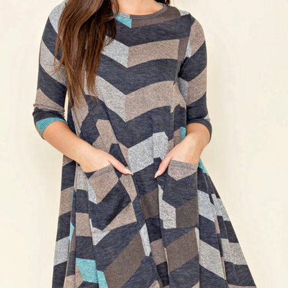 Boho Retro Half Balloon Puff Sleeve   Tunic Dress