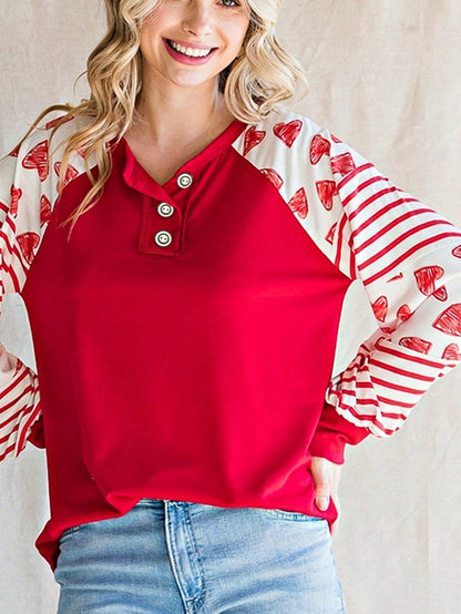 Boho Retro 90's Vintage Cotton Button V Neck Waffle Knit Top With Cuff Accent Blouse Shirt