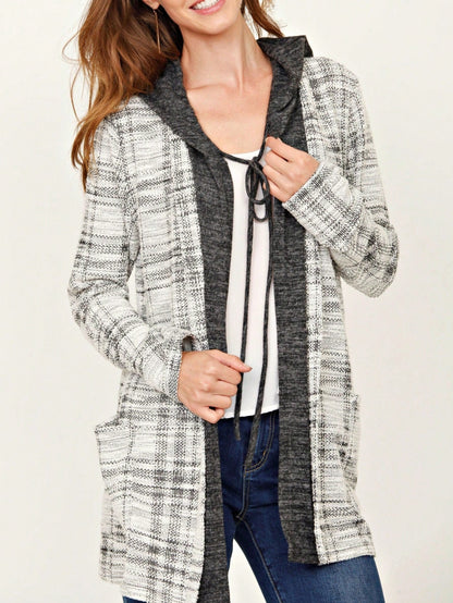 Boho Retro Olive Orange String Ribbon Bow Front Stripe Puff Raglan Shoulder Light Weight Cardigan Small To 3 XL PLUS