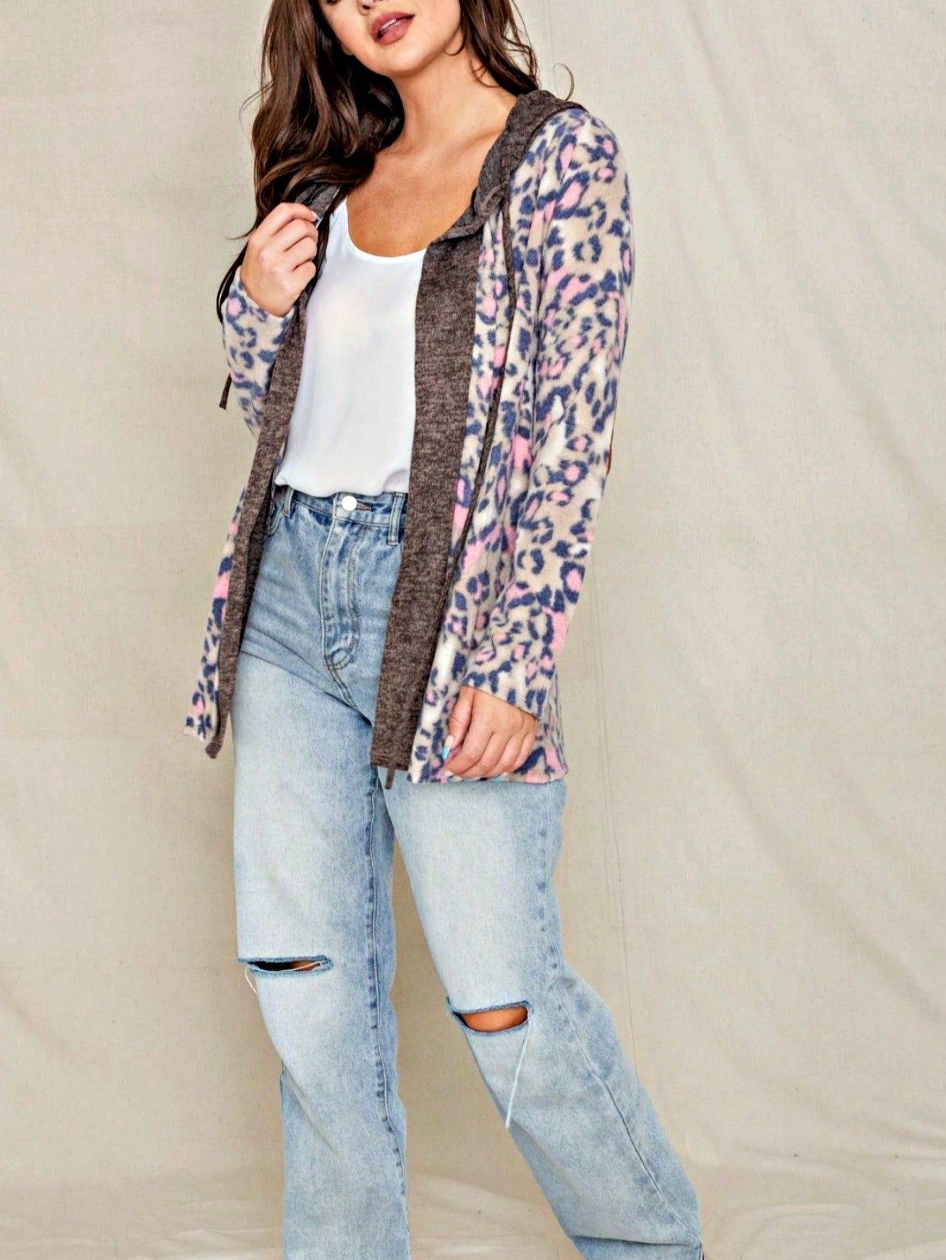 Boho Retro Olive Orange String Ribbon Bow Front Stripe Puff Raglan Shoulder Light Weight Cardigan Small To 3 XL PLUS
