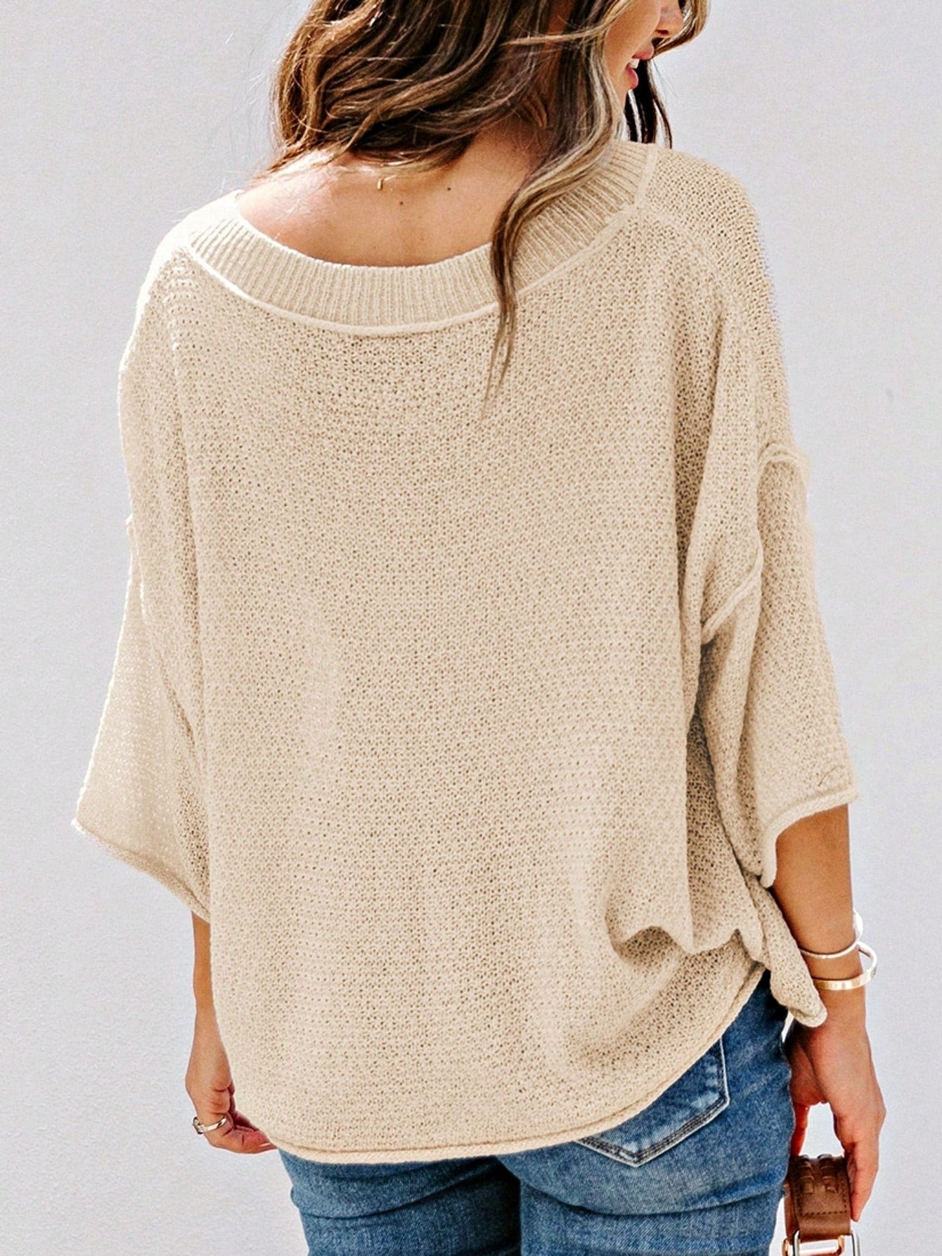 Boho Retro 90's Vintage Cotton Button V Neck Waffle Knit Top With Cuff Accent Blouse Shirt