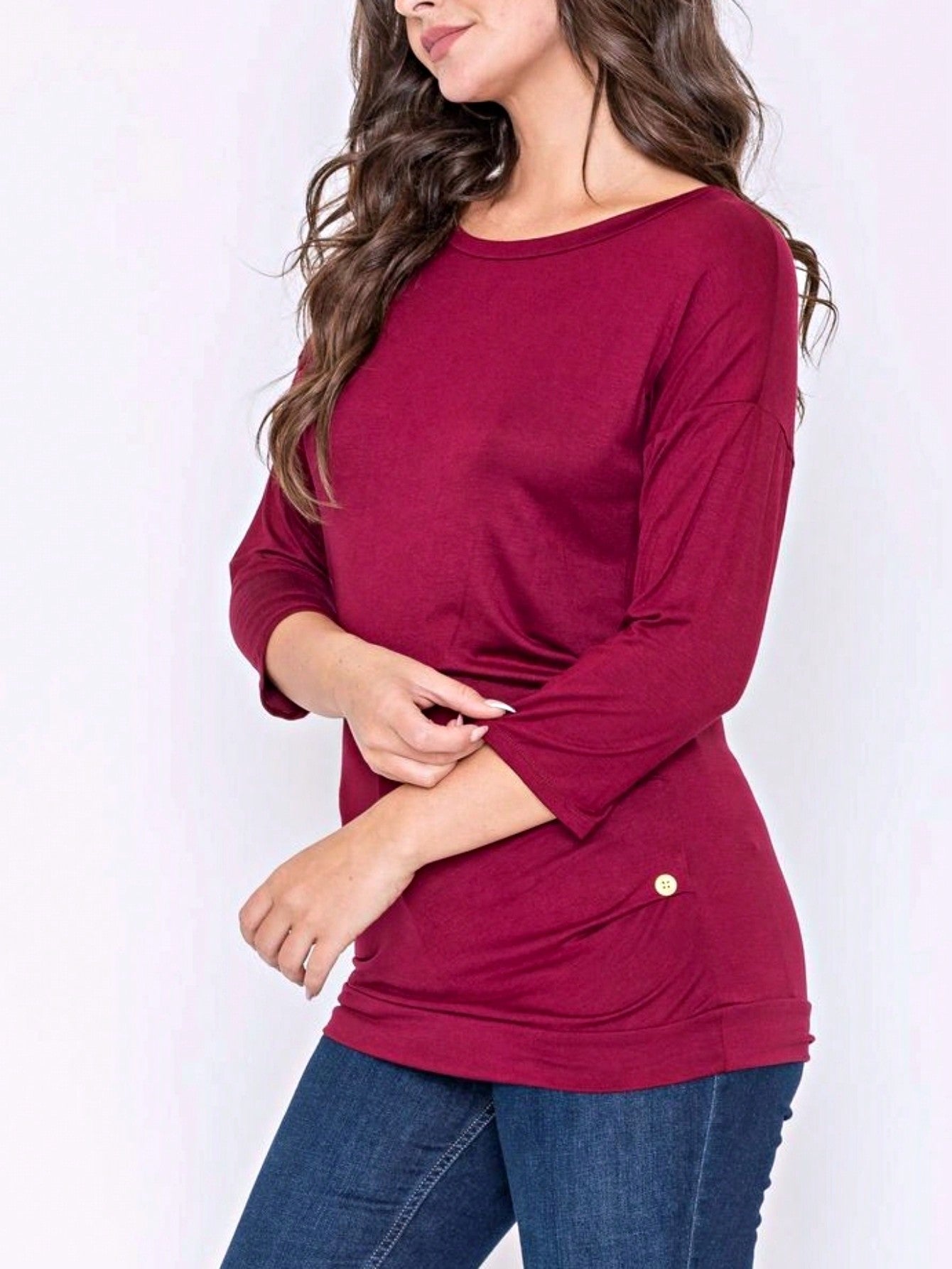 Pink Mint White Color Block Folded Cuff Dolman Tunic For Leggings Shorts And Jeans  |  S-3X