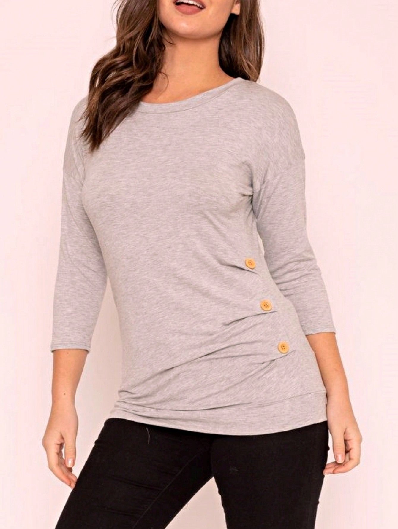 Pink Mint White Color Block Folded Cuff Dolman Tunic For Leggings Shorts And Jeans  |  S-3X