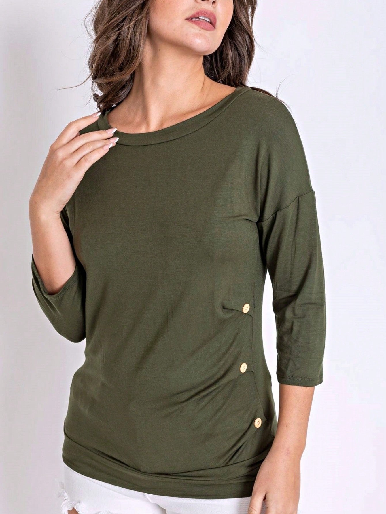 Pink Mint White Color Block Folded Cuff Dolman Tunic For Leggings Shorts And Jeans  |  S-3X