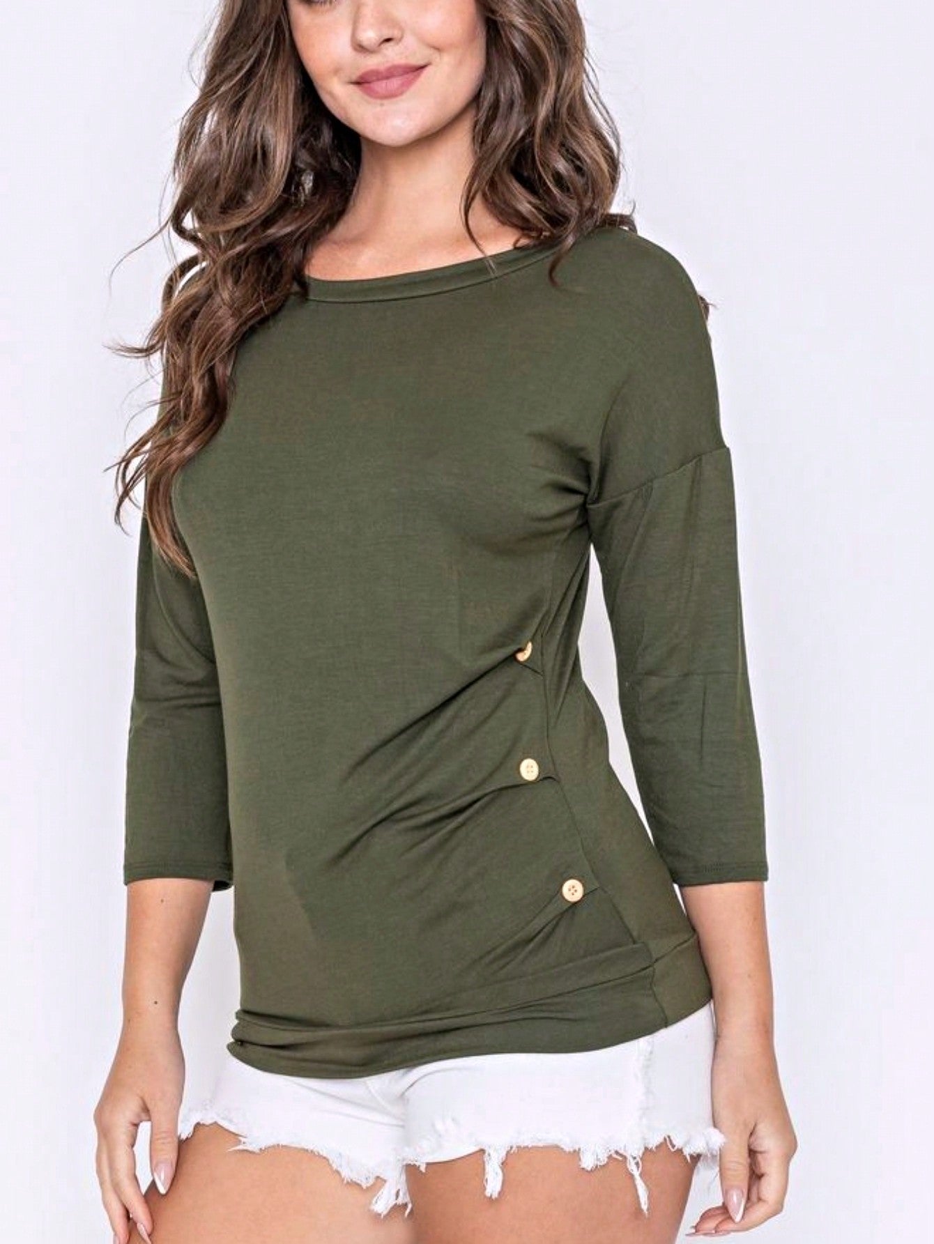 Pink Mint White Color Block Folded Cuff Dolman Tunic For Leggings Shorts And Jeans  |  S-3X
