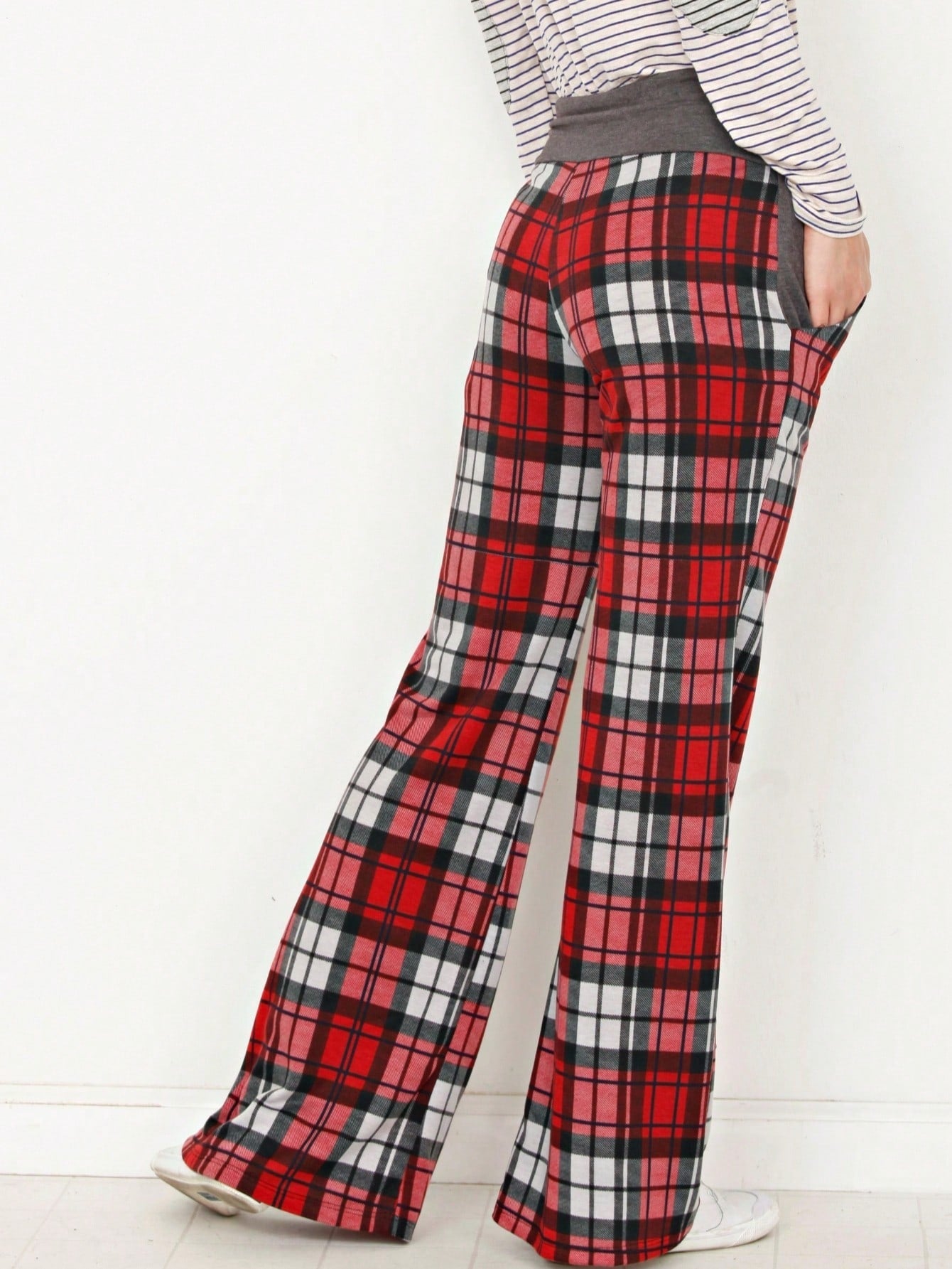 Floral Drawstring Fold Over Band Wide Leg Lounge Pants