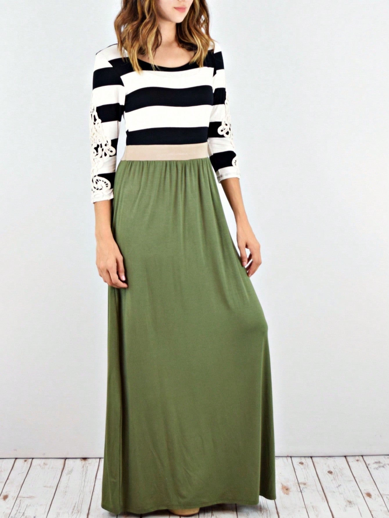 Elegant Stripe Maxi Dress With Side Pockets Versatile Summer Dress For Women