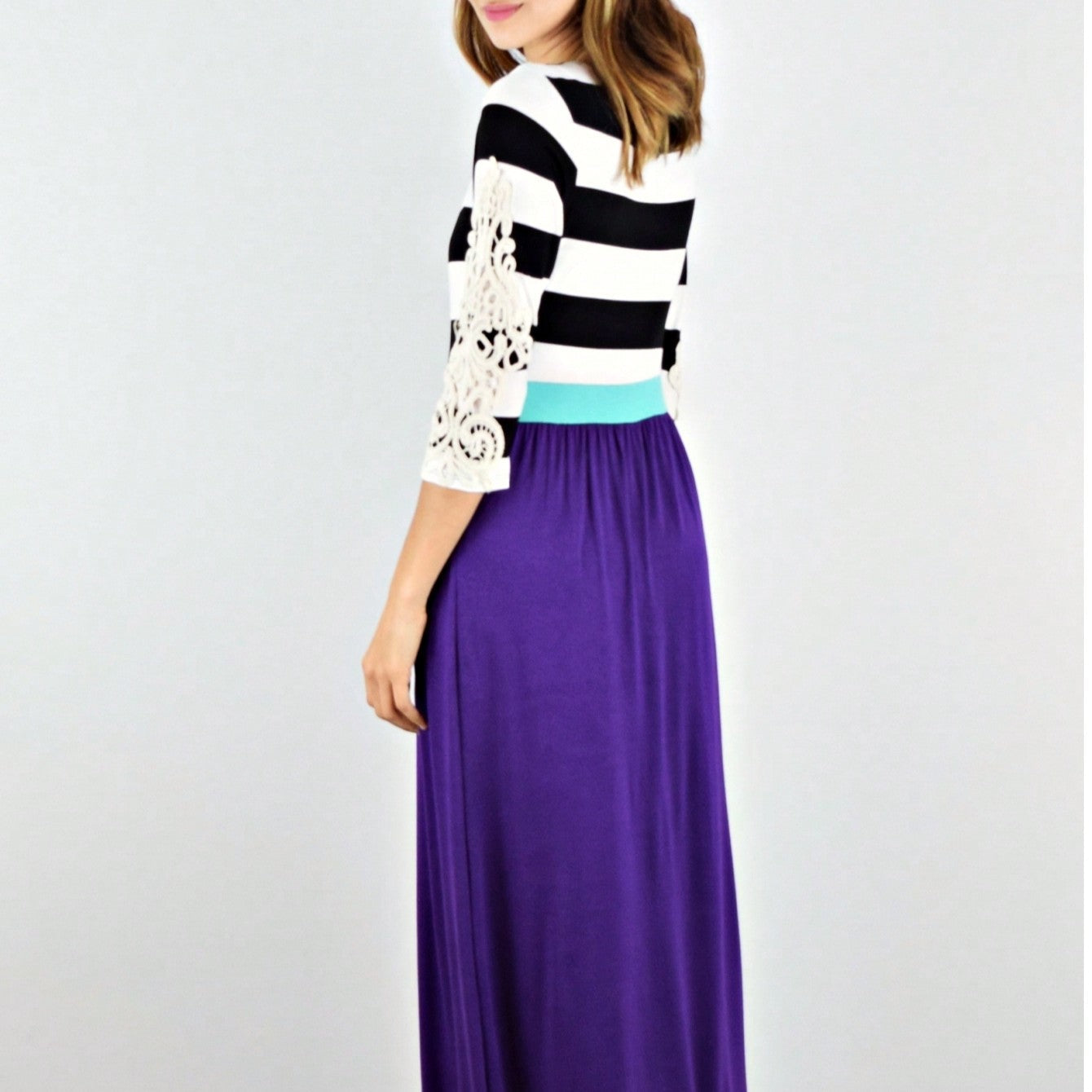 Elegant Stripe Maxi Dress With Side Pockets Versatile Summer Dress For Women
