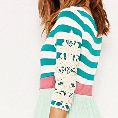 Elegant Stripe Maxi Dress With Side Pockets Versatile Summer Dress For Women