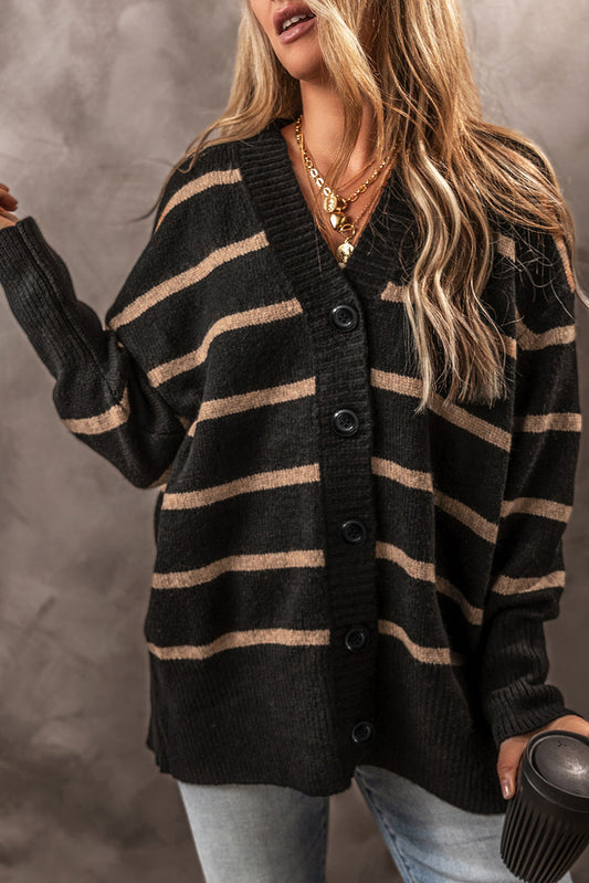 Threaded Pear Emakira Drop Shoulder Loose Cardigan