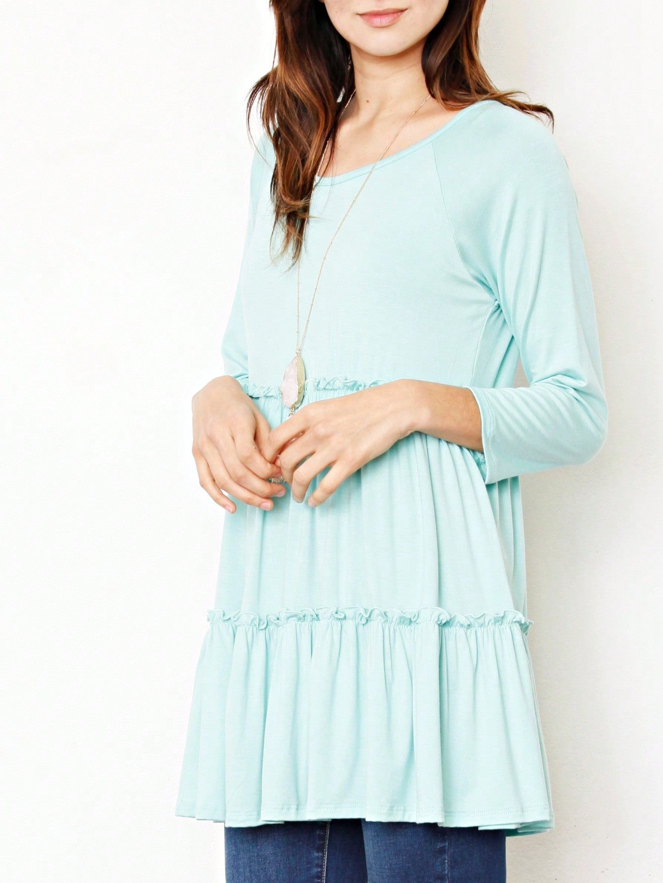 Boho Vacation Retro  Tiered Long Dress Navy Burgundy Black Khaki Ruffle Flutter Sleeve