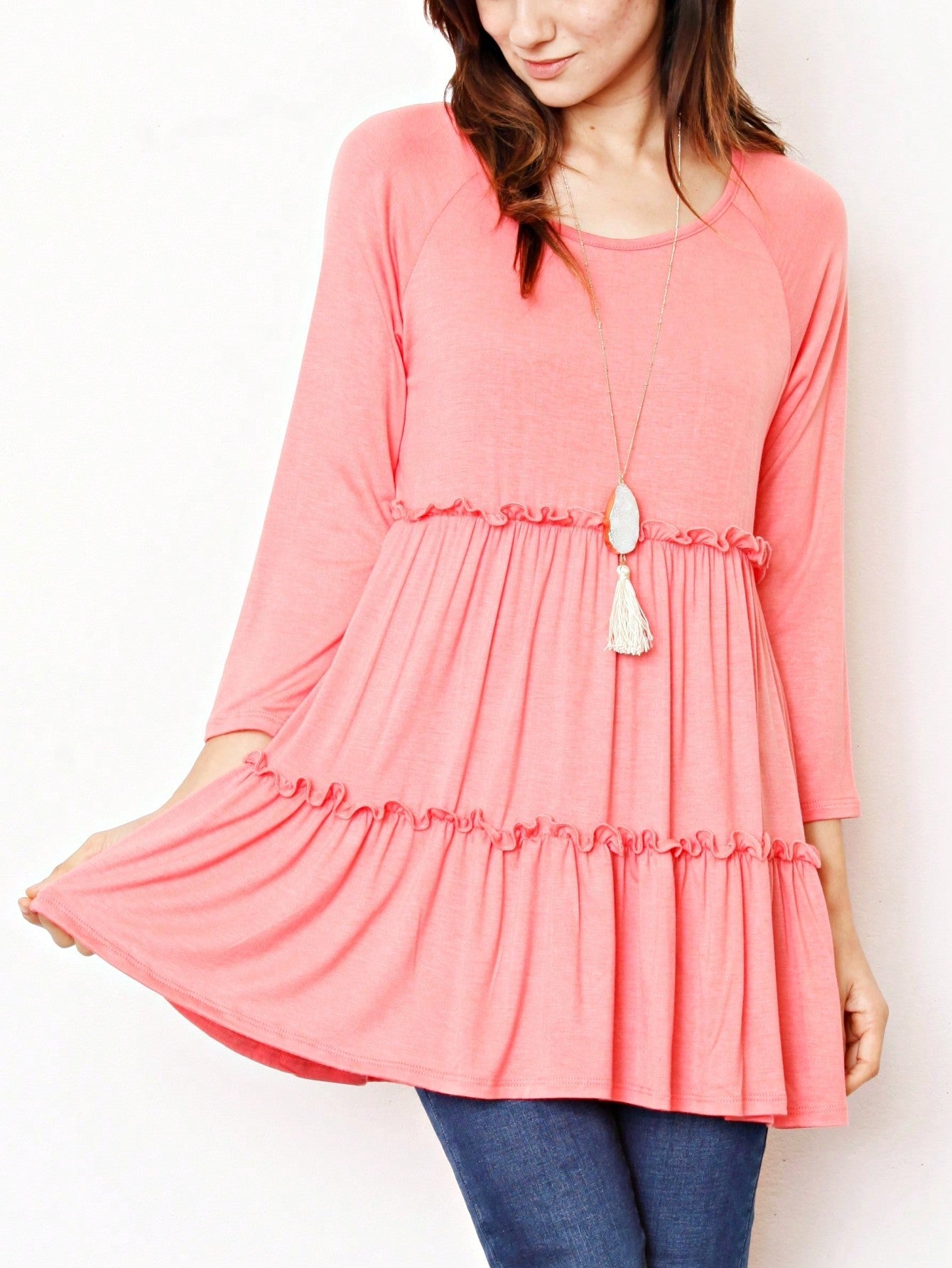 Boho Vacation Retro  Tiered Long Dress Navy Burgundy Black Khaki Ruffle Flutter Sleeve