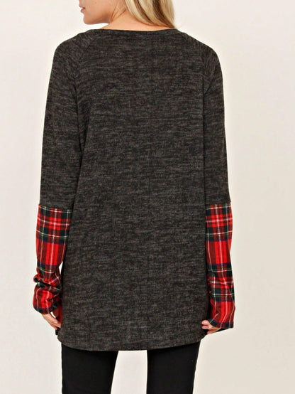 Boho Retro 90's Vintage Preppy Aline Baby Doll Checkered Cotton Top Blouse Cozy Plaid Fall Winter Tunic