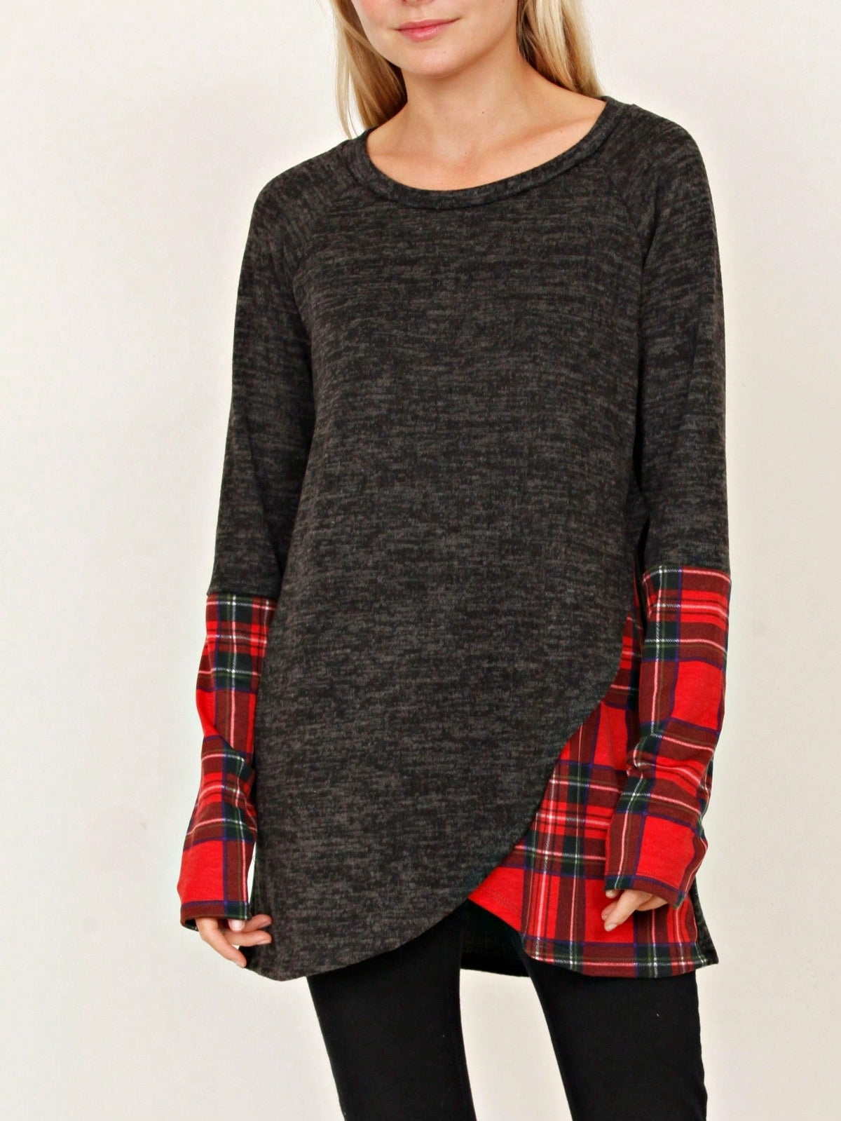 Boho Retro 90's Vintage Preppy Aline Baby Doll Checkered Cotton Top Blouse Cozy Plaid Fall Winter Tunic