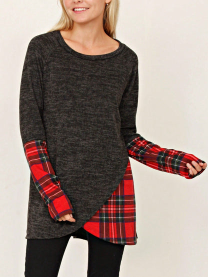 Boho Retro 90's Vintage Preppy Aline Baby Doll Checkered Cotton Top Blouse Cozy Plaid Fall Winter Tunic