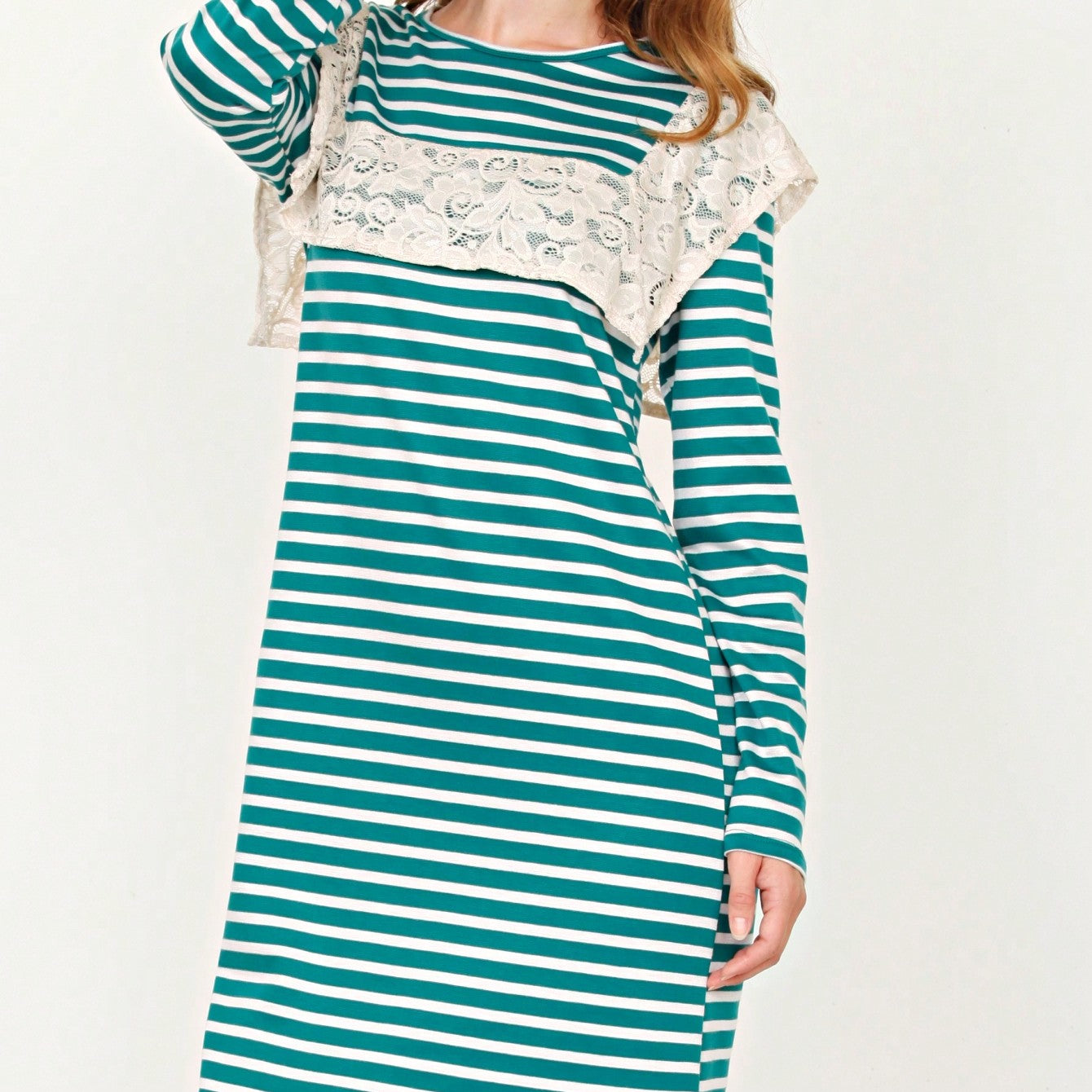 Boho Retro Classic Cap Sleeve Raglan Contrast  Stripe Green Red Navy Pink Grey Tunic Dress