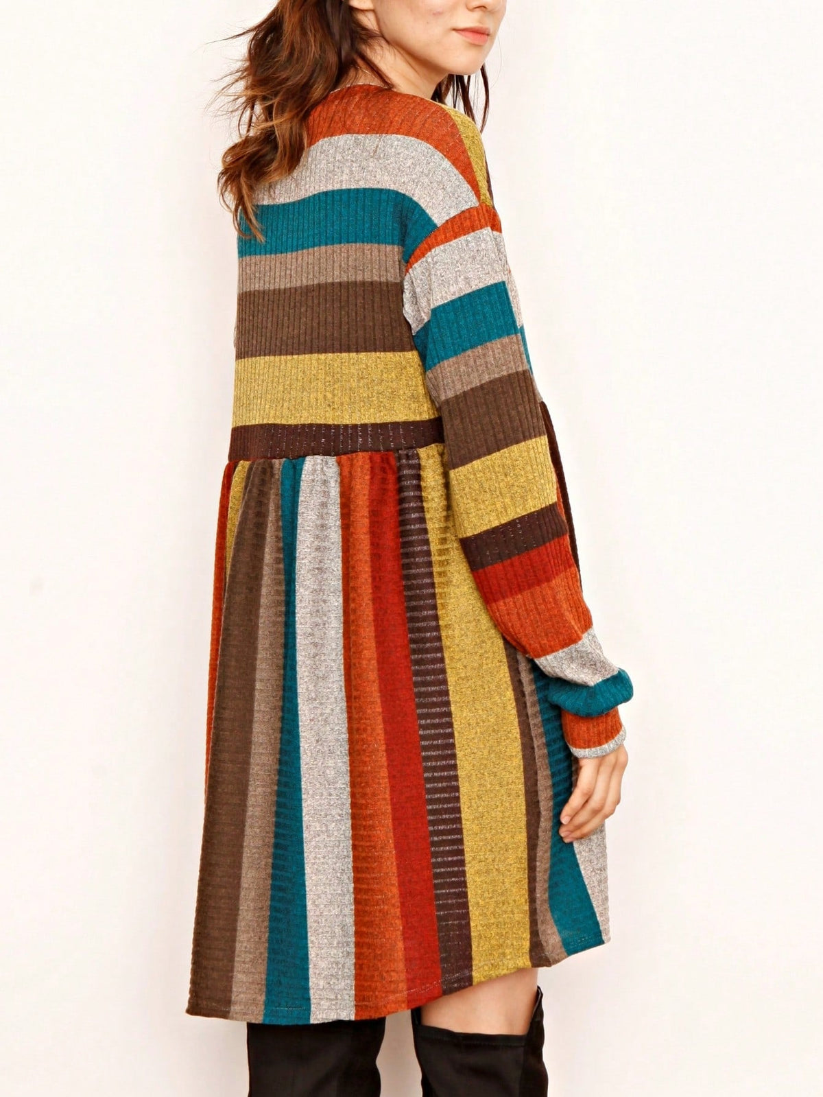 Boho Retro Half Balloon Puff Sleeve   Tunic Dress