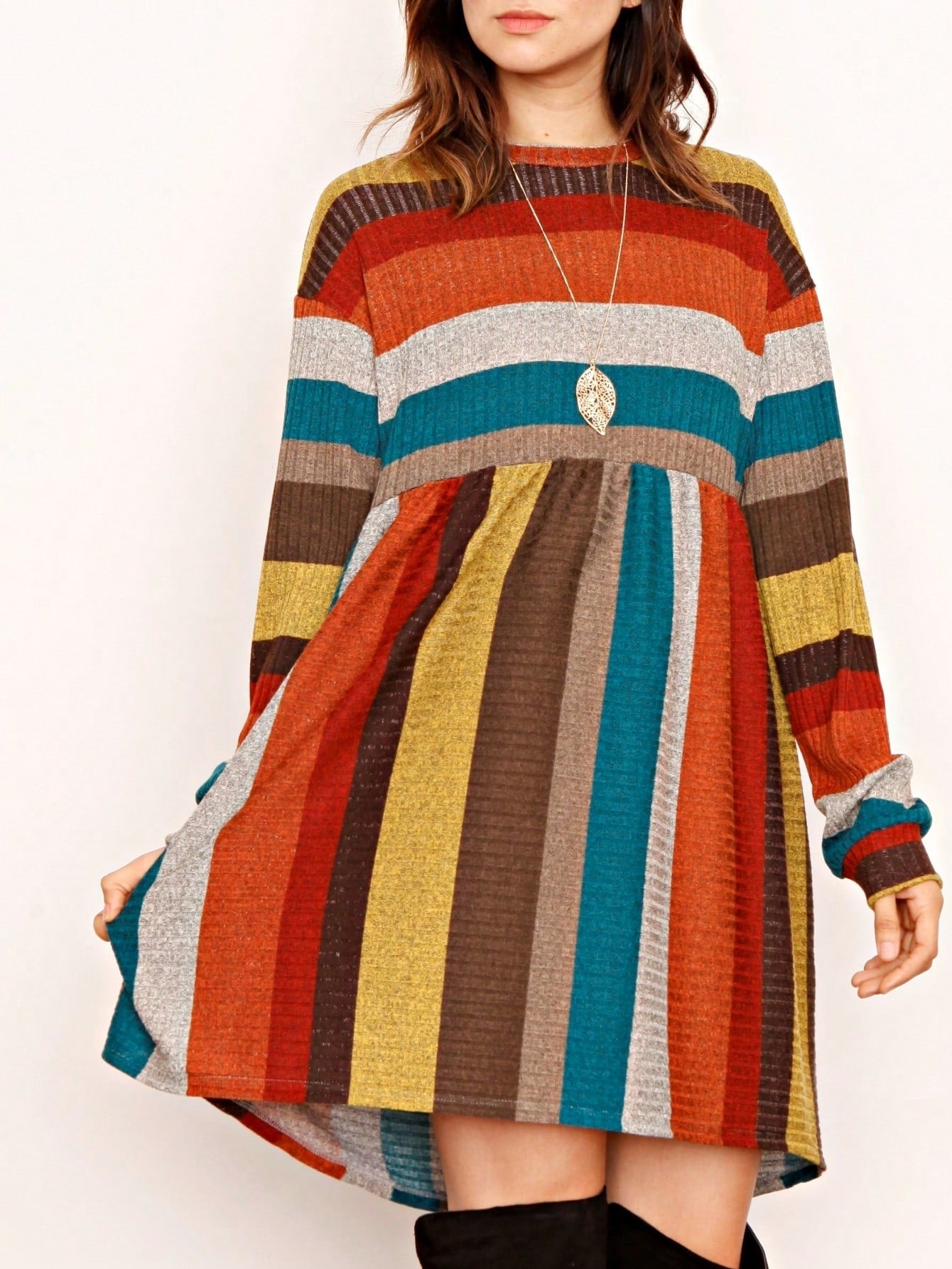 Boho Retro Half Balloon Puff Sleeve   Tunic Dress