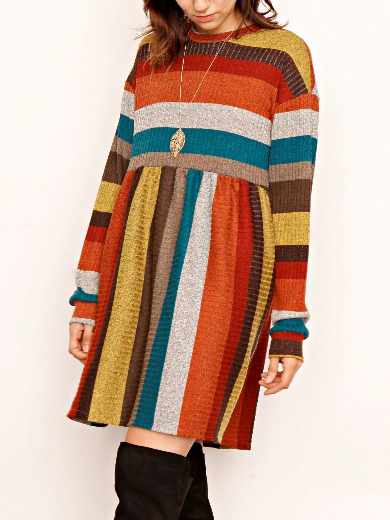 Boho Retro Half Balloon Puff Sleeve   Tunic Dress