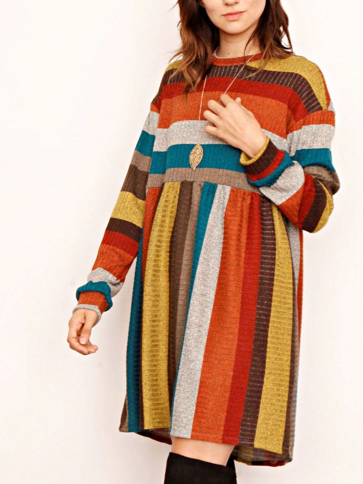 Boho Retro Half Balloon Puff Sleeve   Tunic Dress
