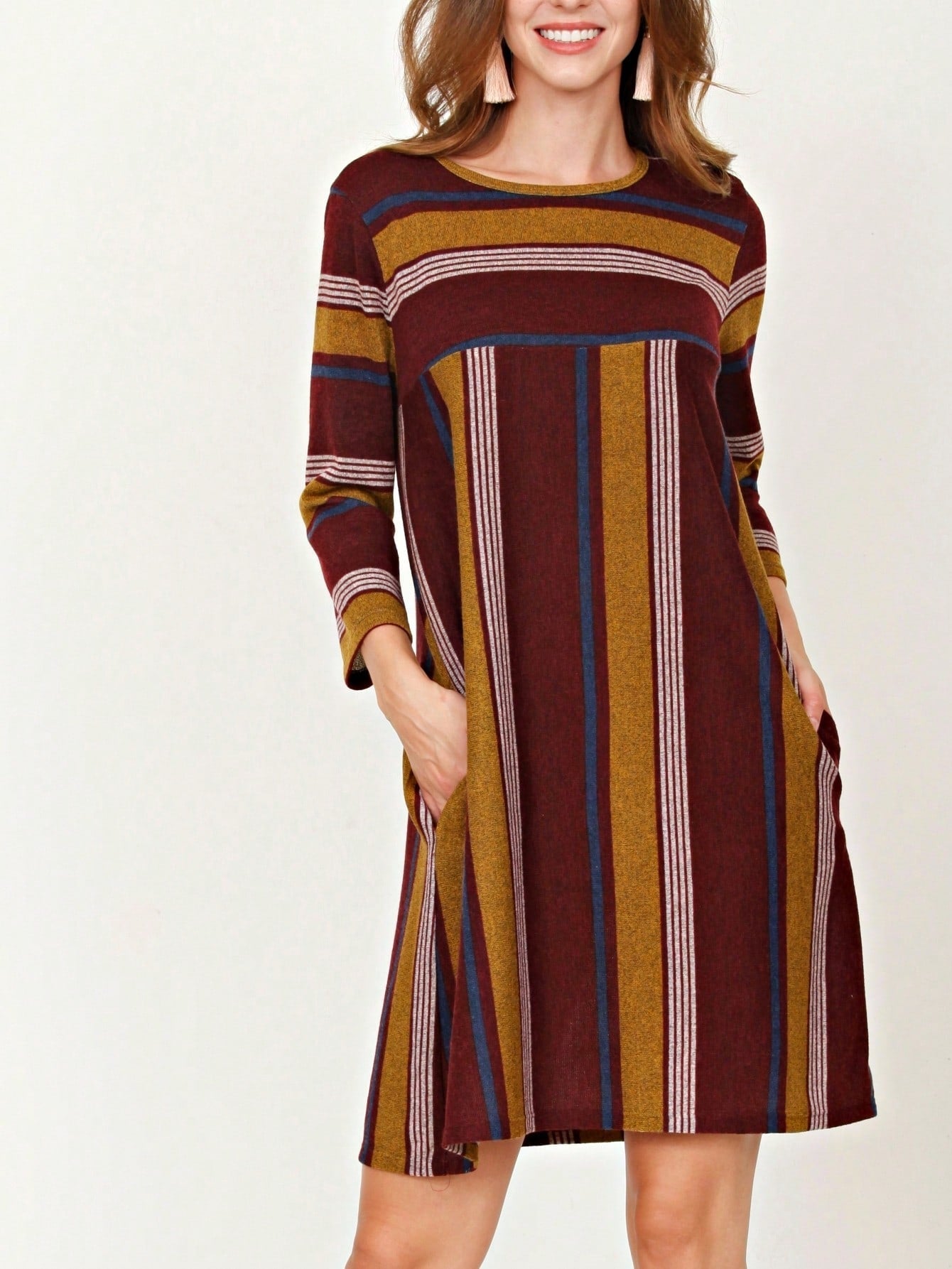 Boho Retro Half Balloon Puff Sleeve   Tunic Dress