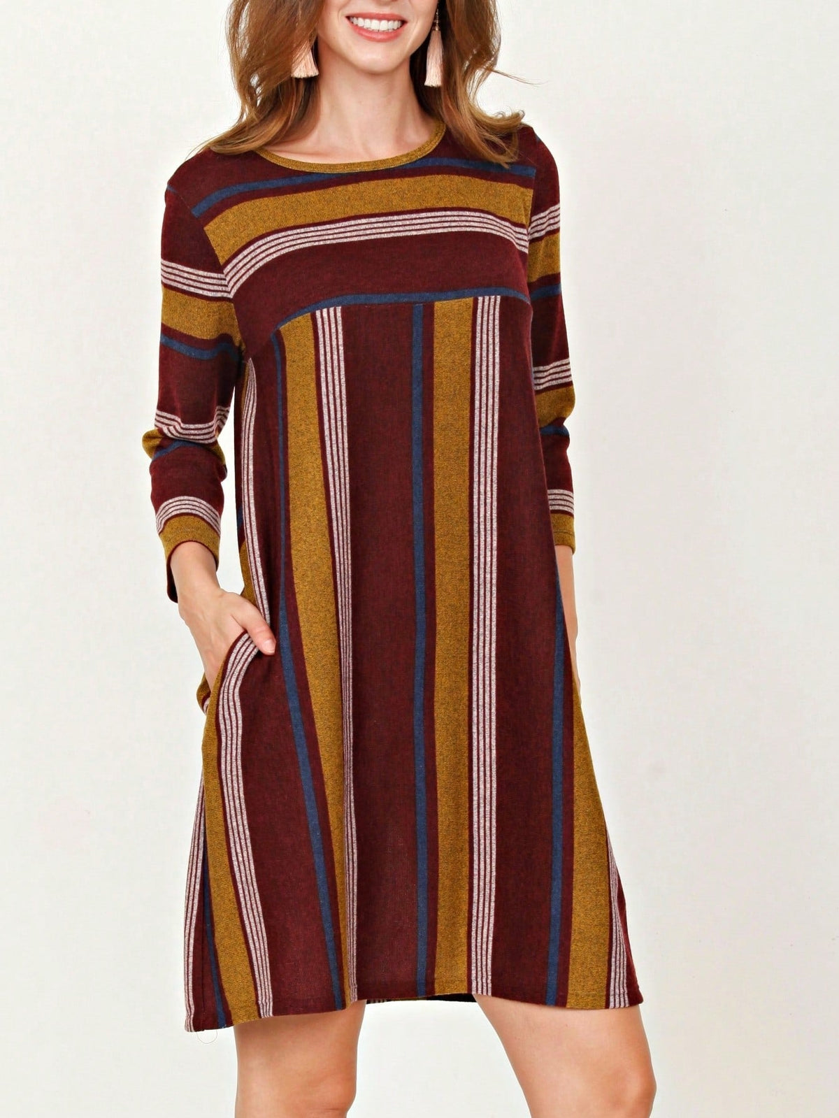 Boho Retro Half Balloon Puff Sleeve   Tunic Dress