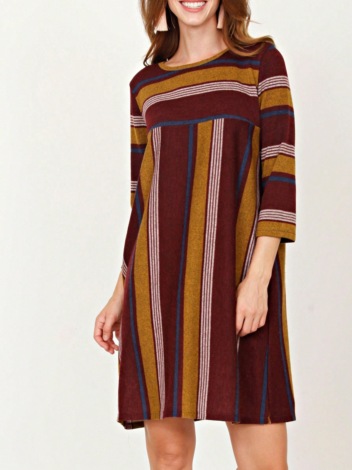 Boho Retro Half Balloon Puff Sleeve   Tunic Dress