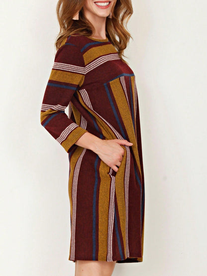 Boho Retro Half Balloon Puff Sleeve   Tunic Dress