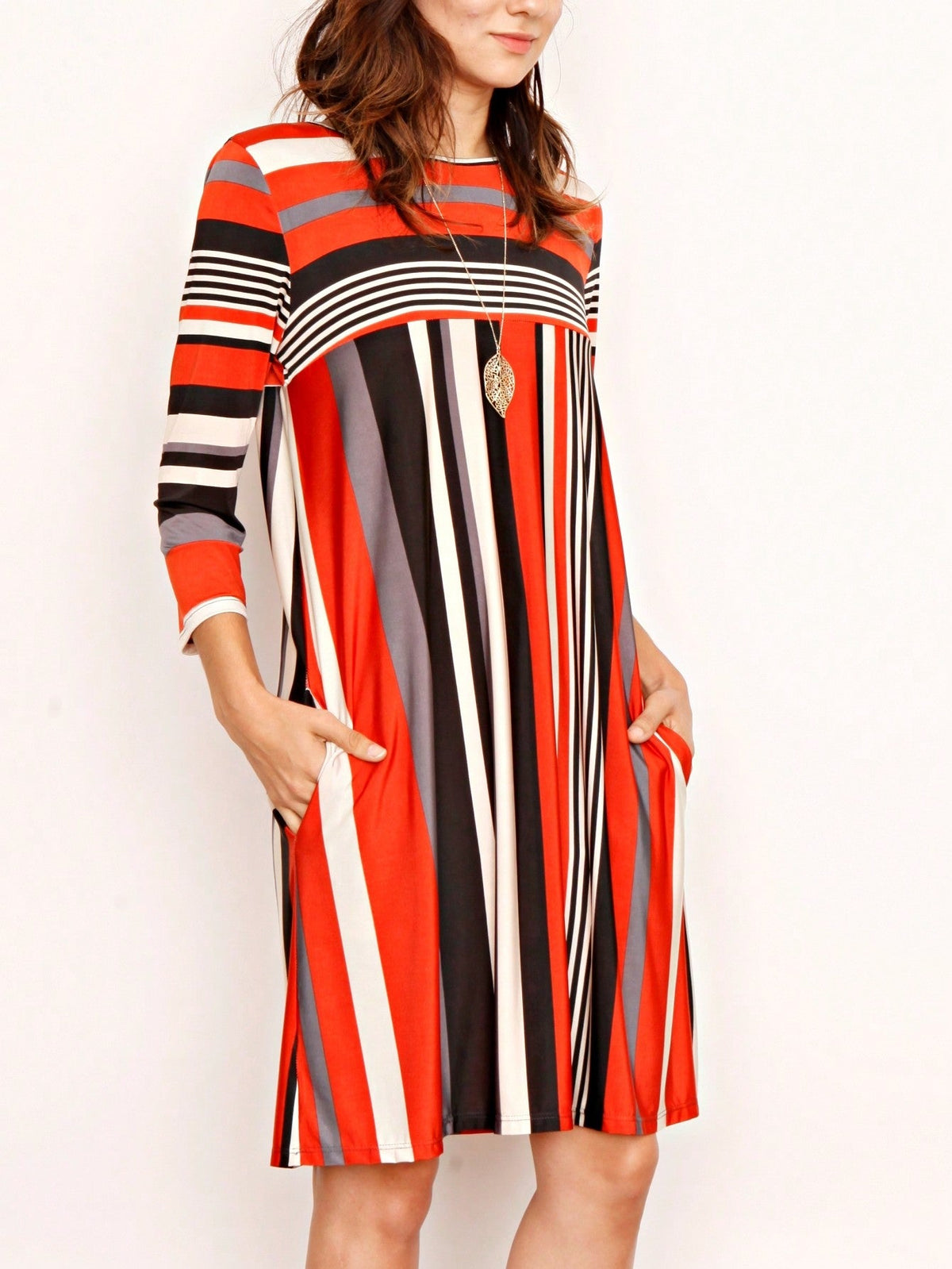 Boho Retro Half Balloon Puff Sleeve   Tunic Dress