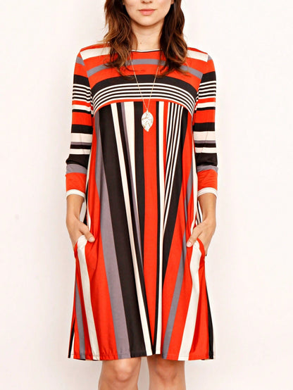 Boho Retro Half Balloon Puff Sleeve   Tunic Dress