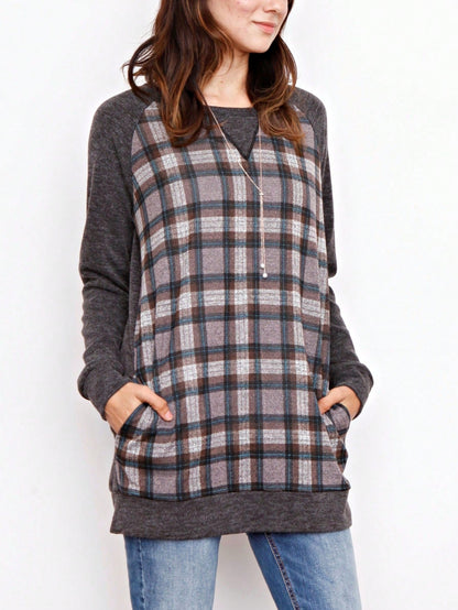 Boho Retro 60's Vintage Chevron Print Black Olive Baby Doll Tunic Top