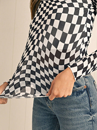 Boho Retro 90's Textured Mesh Color Block Floral Sleeve Drop Raglan Round Mock Neck  Layering Shoulder Mesh Lace Half And Long Sleeve Ivory Cream Navy Red Crew Neck Top Shirt Blouse