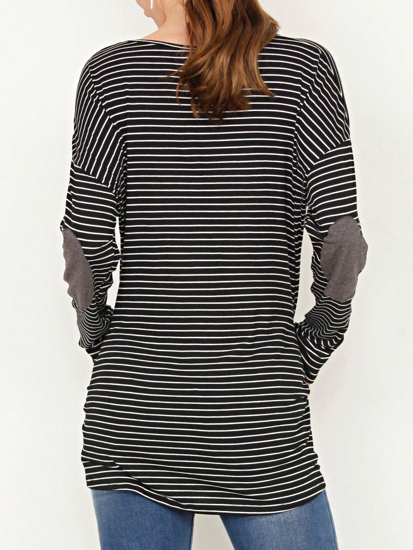 Boho Retro 60's Vintage Tulip Petal Hem Contrast Binding Brushed Soft Stripe Raglan Sleeve Tunic Top