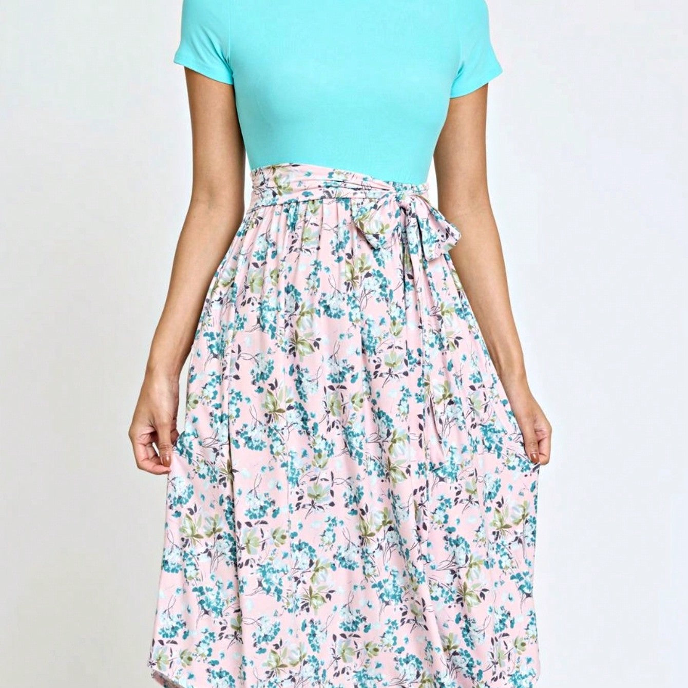 Boho Retro Classic Short Sleeve Contrast  Stripe Green Red Blue Black Midi Dress With Sash  | S-3X