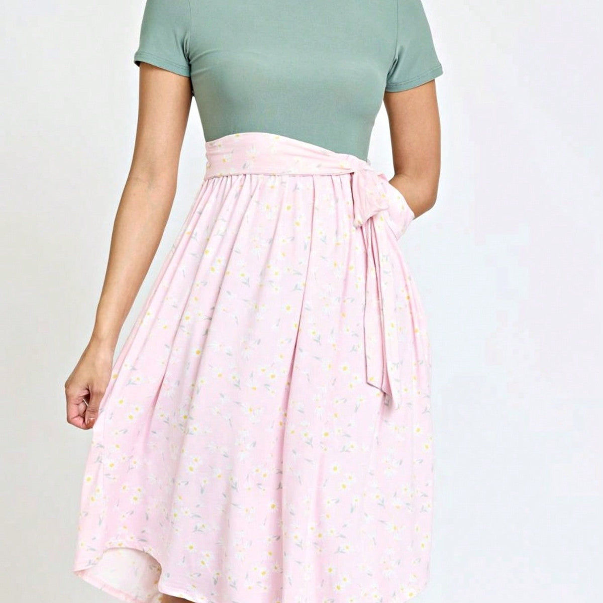 Boho Retro Classic Short Sleeve Contrast  Stripe Green Red Blue Black Midi Dress With Sash  | S-3X