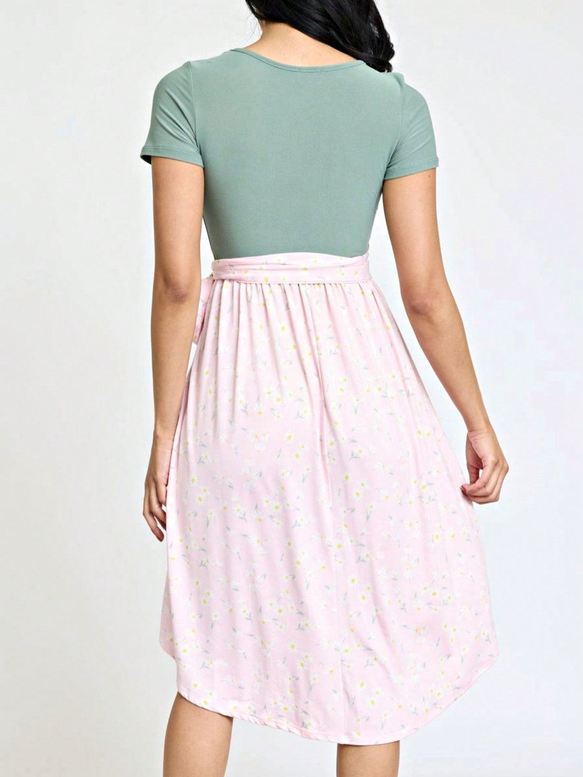 Boho Retro Classic Short Sleeve Contrast  Stripe Green Red Blue Black Midi Dress With Sash  | S-3X