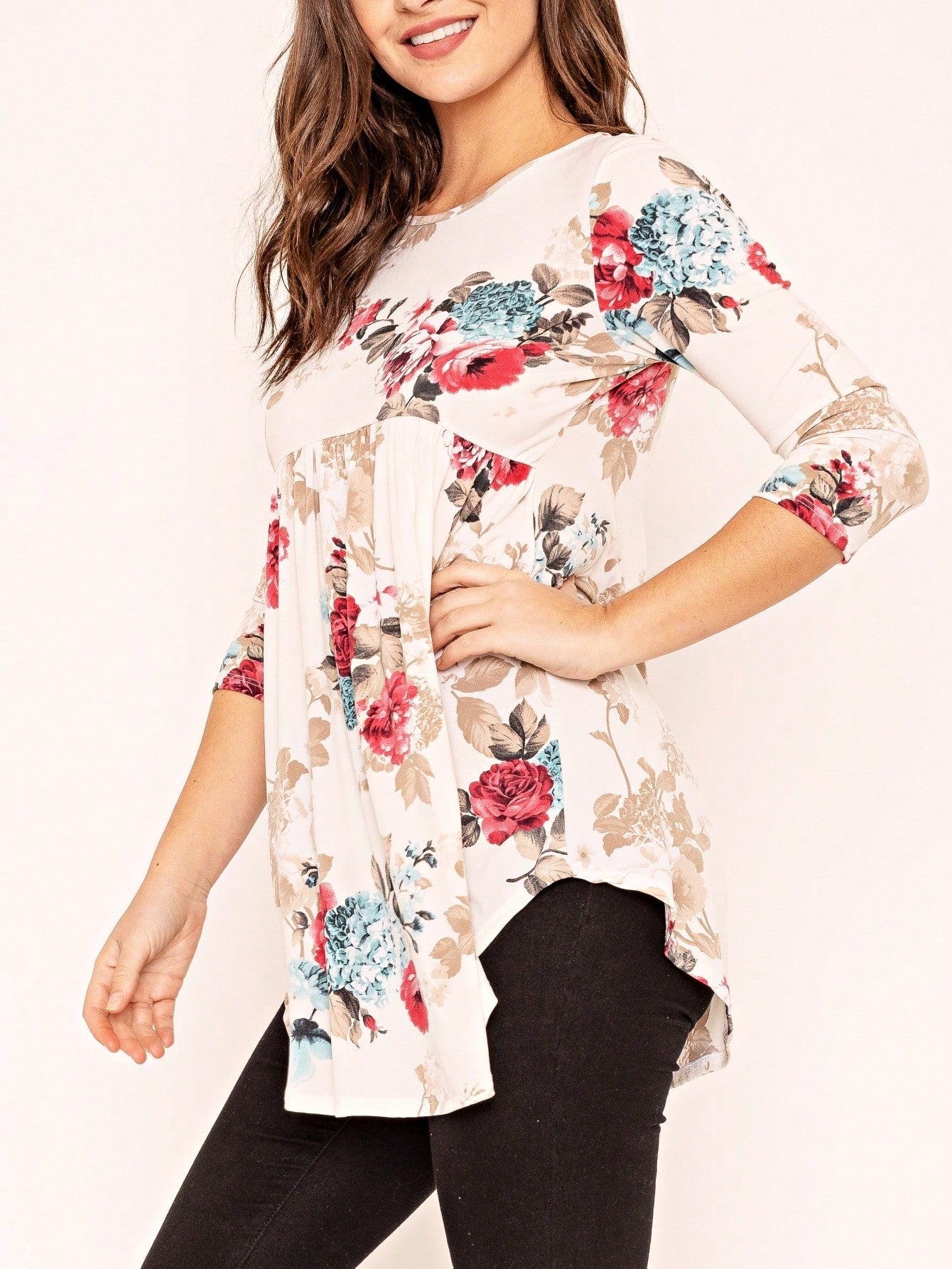Boho Vintage Black  Charcoal Quilted PatchWork Pattern Raglan Ruffle Flare Sleeve Tunic Blouse Top Small To 3XL Plus