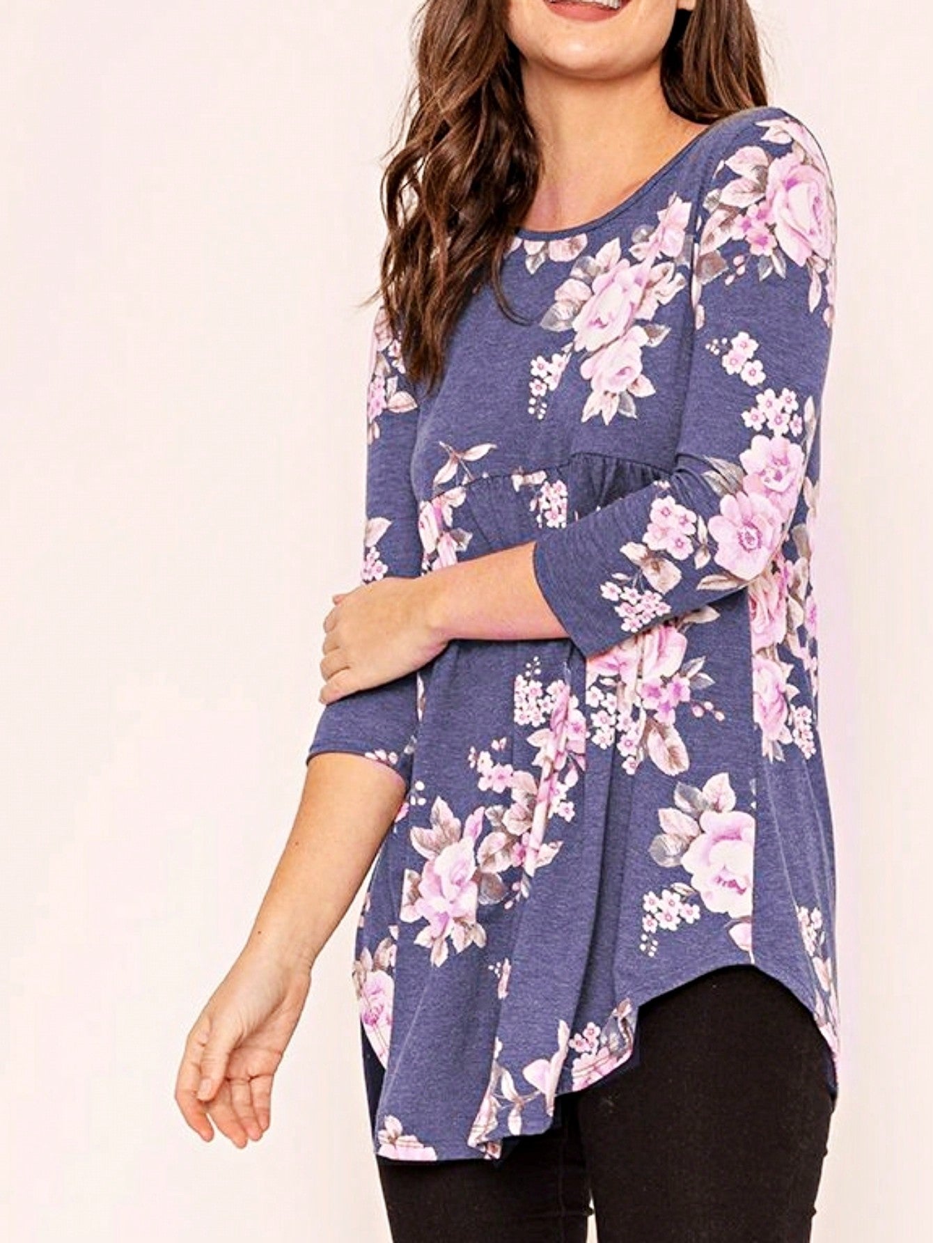 Boho Vintage Black  Charcoal Quilted PatchWork Pattern Raglan Ruffle Flare Sleeve Tunic Blouse Top Small To 3XL Plus