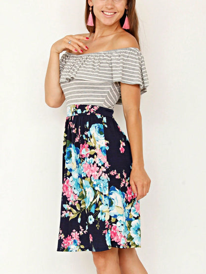 Vintage Boho Sleeveless Summer Navy Floral Shift Short Swing Aline Southern Dress | 1 XL - 3 XL Plus
