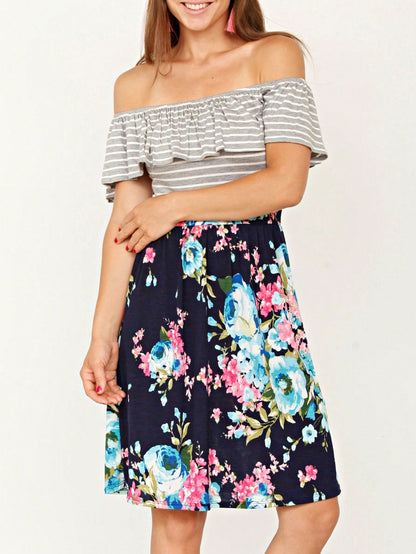 Vintage Boho Sleeveless Summer Navy Floral Shift Short Swing Aline Southern Dress | 1 XL - 3 XL Plus