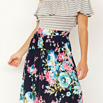 Vintage Boho Sleeveless Summer Navy Floral Shift Short Swing Aline Southern Dress | 1 XL - 3 XL Plus