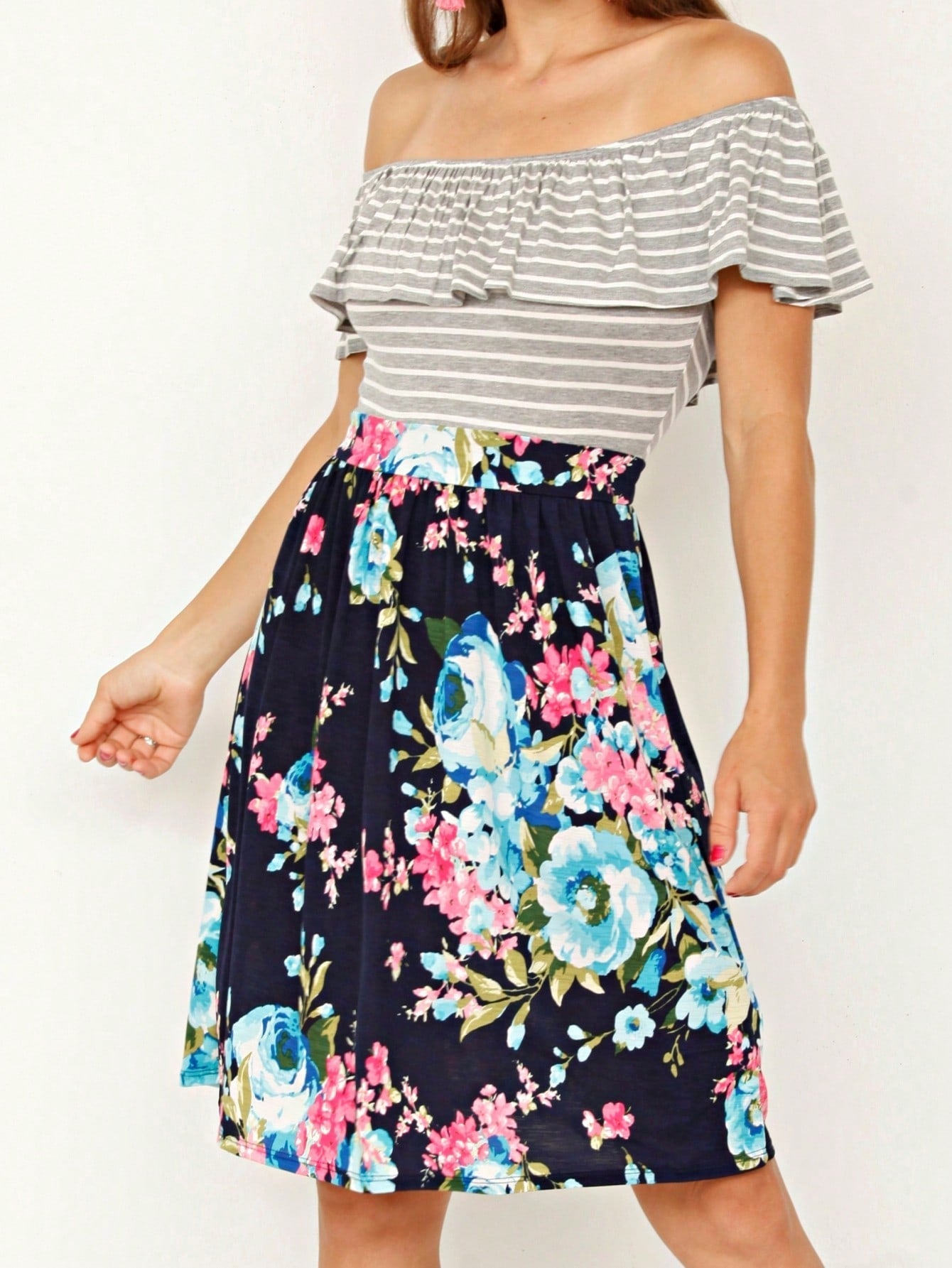 Vintage Boho Sleeveless Summer Navy Floral Shift Short Swing Aline Southern Dress | 1 XL - 3 XL Plus