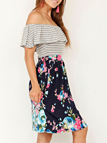 Vintage Boho Sleeveless Summer Navy Floral Shift Short Swing Aline Southern Dress | 1 XL - 3 XL Plus
