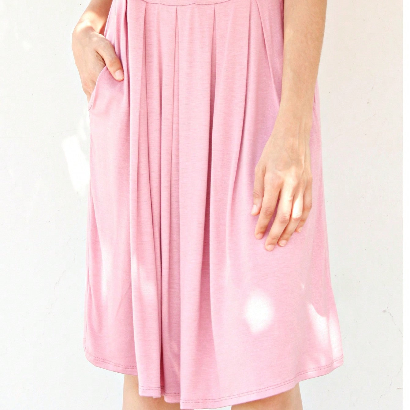 Boho Retro Rayon Cool Soft Summer Cuff Short Sleeve Crew Neck T Shirt Mini Dress Tunic With Pockets