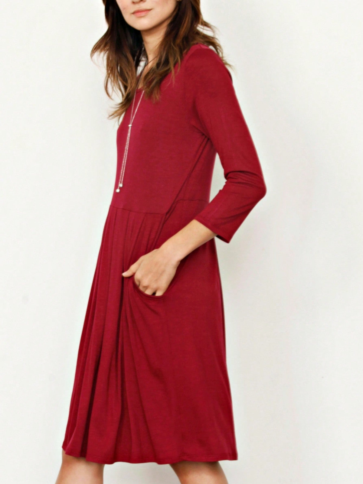 Boho Retro Rayon Cool Soft Summer Cuff Short Sleeve Crew Neck T Shirt Mini Dress Tunic With Pockets
