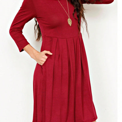 Boho Retro Rayon Cool Soft Summer Cuff Short Sleeve Crew Neck T Shirt Mini Dress Tunic With Pockets
